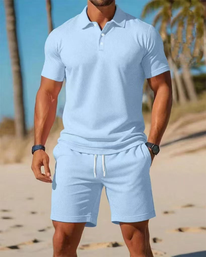 Men's Slim Fit Polo Shirt and Shorts Set