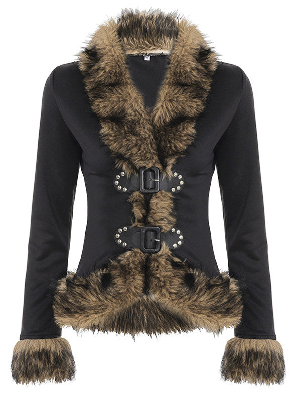 Fur Collar Patchwork Jacket