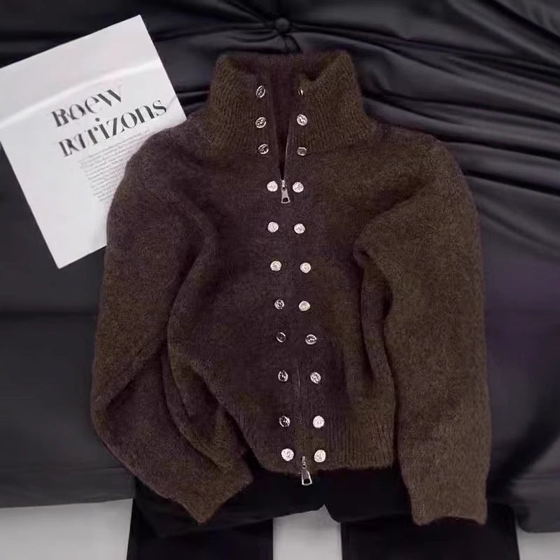 Women's Lazy Style Double-Breasted Knitted Cardigan