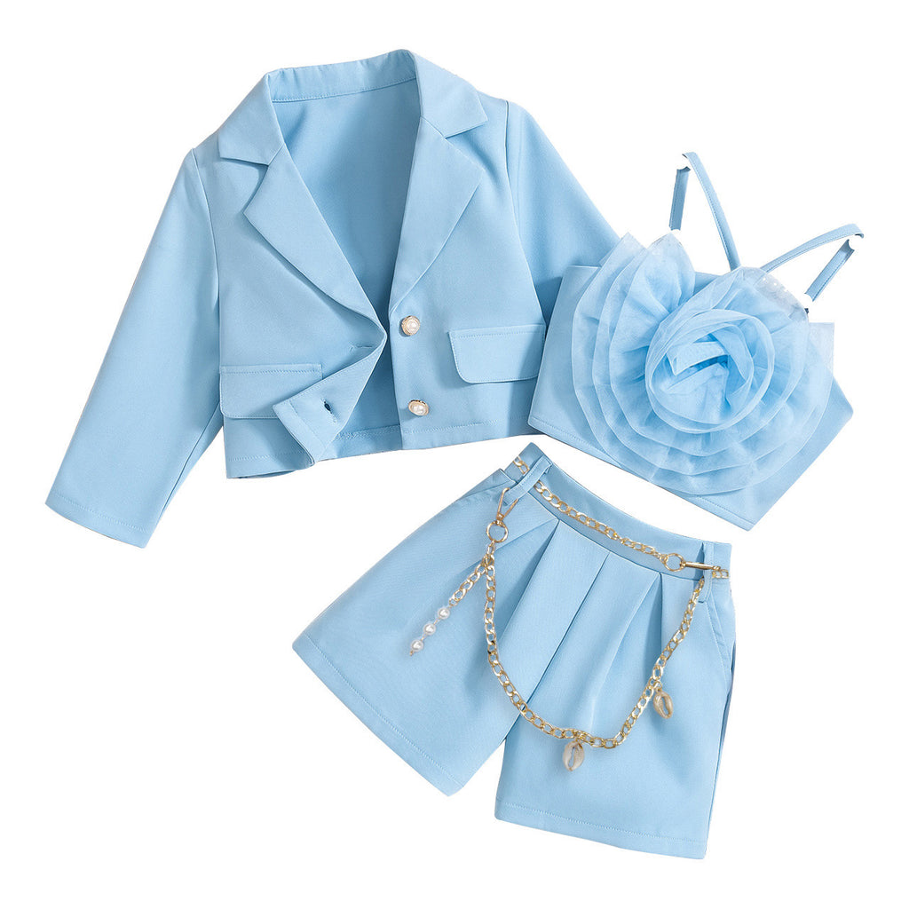 Girls' Floral Mesh Two-Piece Set