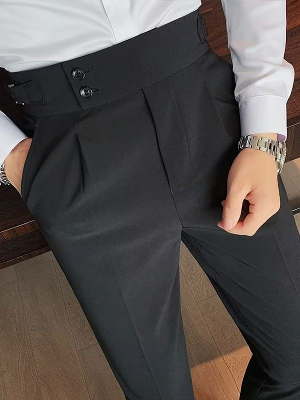 Men's High Waist Straight Leg Trousers