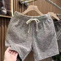Men's Casual Houndstooth Shorts with Tie Waist