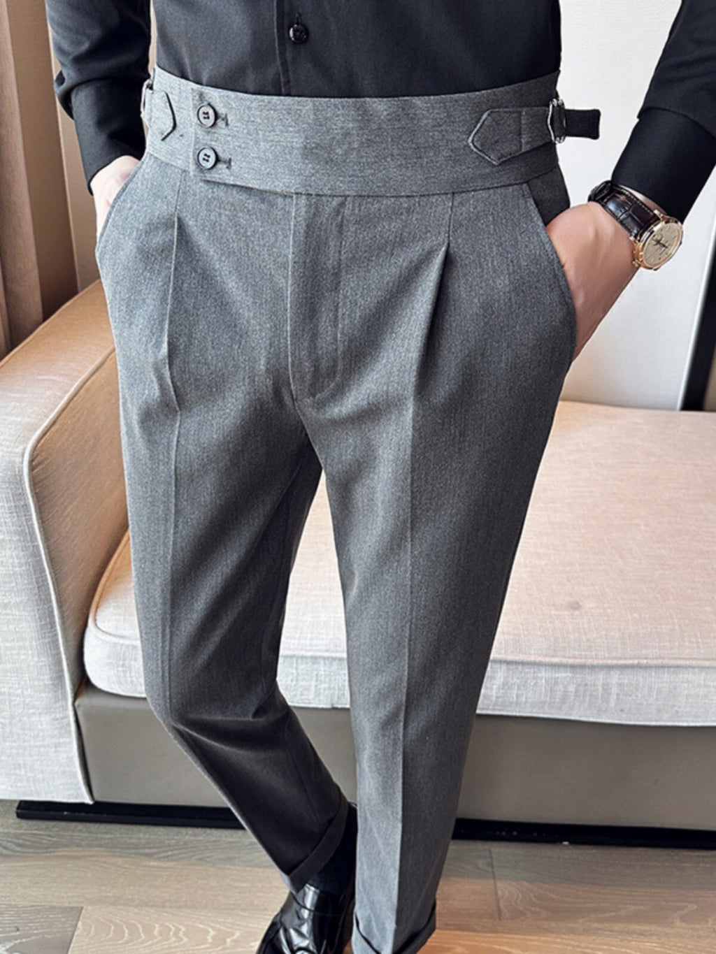 High-waisted slimming trousers