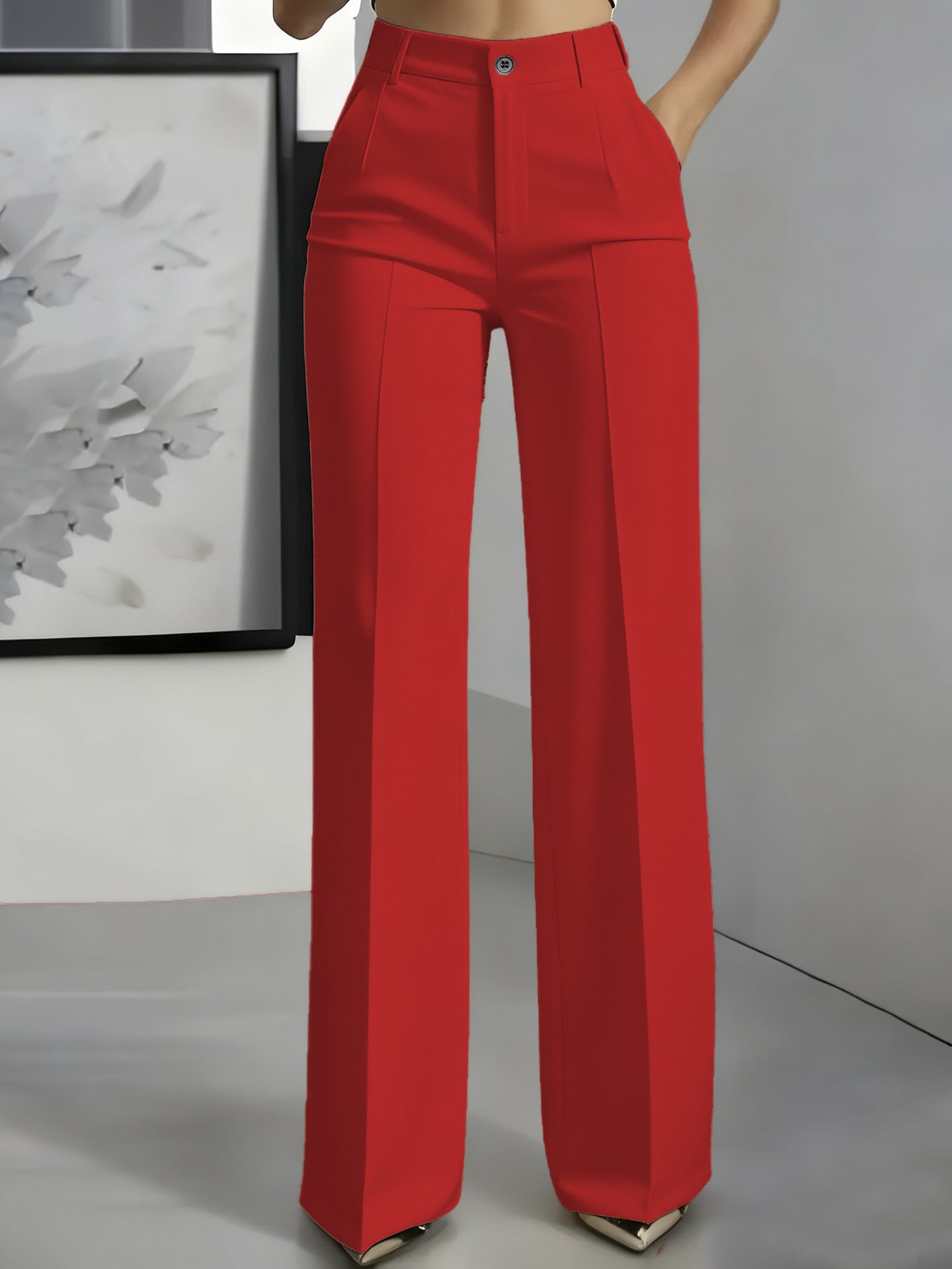 Women's High Waist Straight Leg Trousers