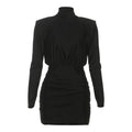 Sexy high-neck long-sleeved bodycon mini skirt