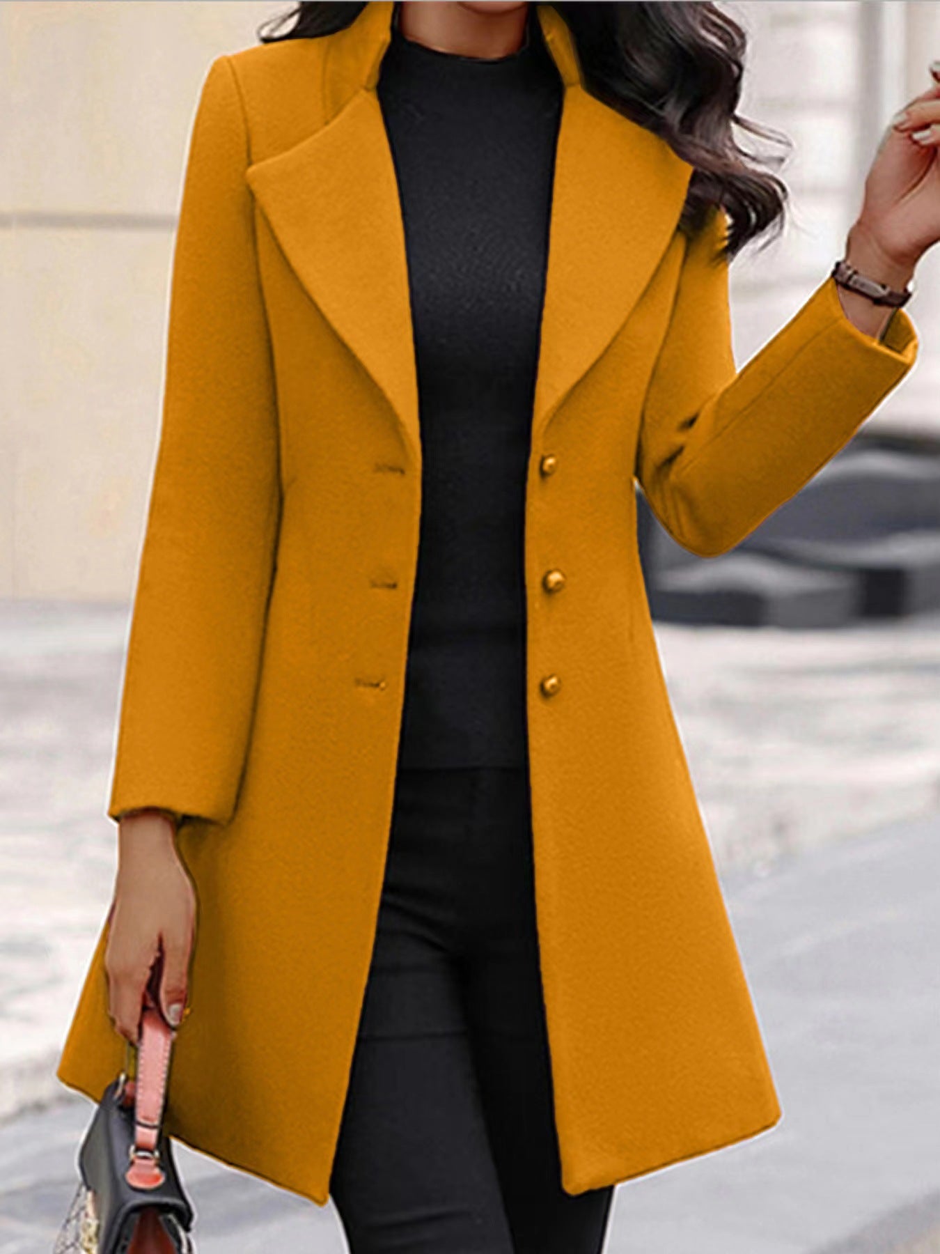 Women's Slim Fit Mid-Length Wool Coat