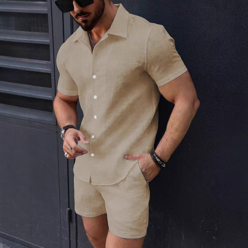 Men's vacation casual shirt and shorts set