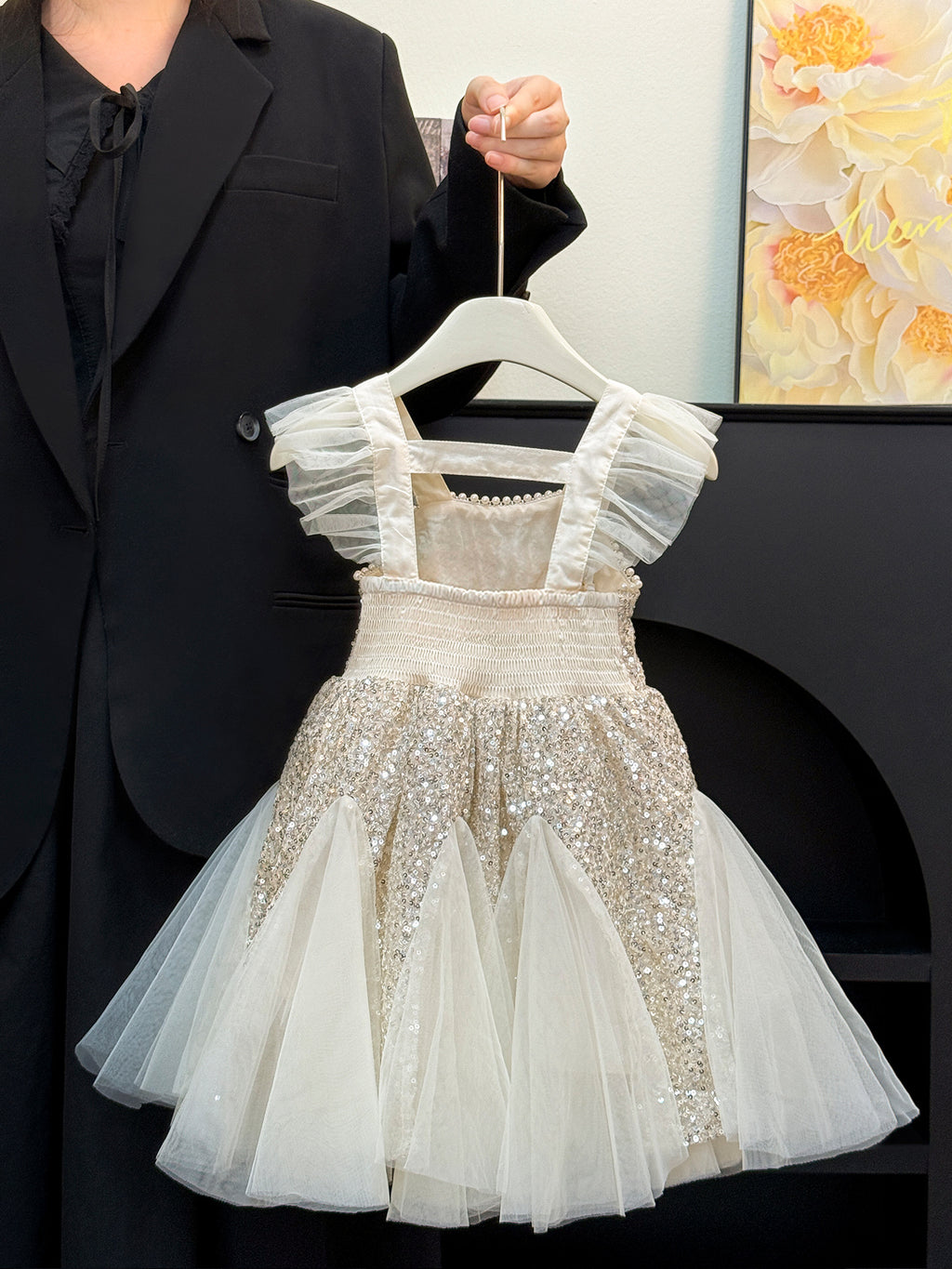 Girl's Champagne Princess Yarn Dress