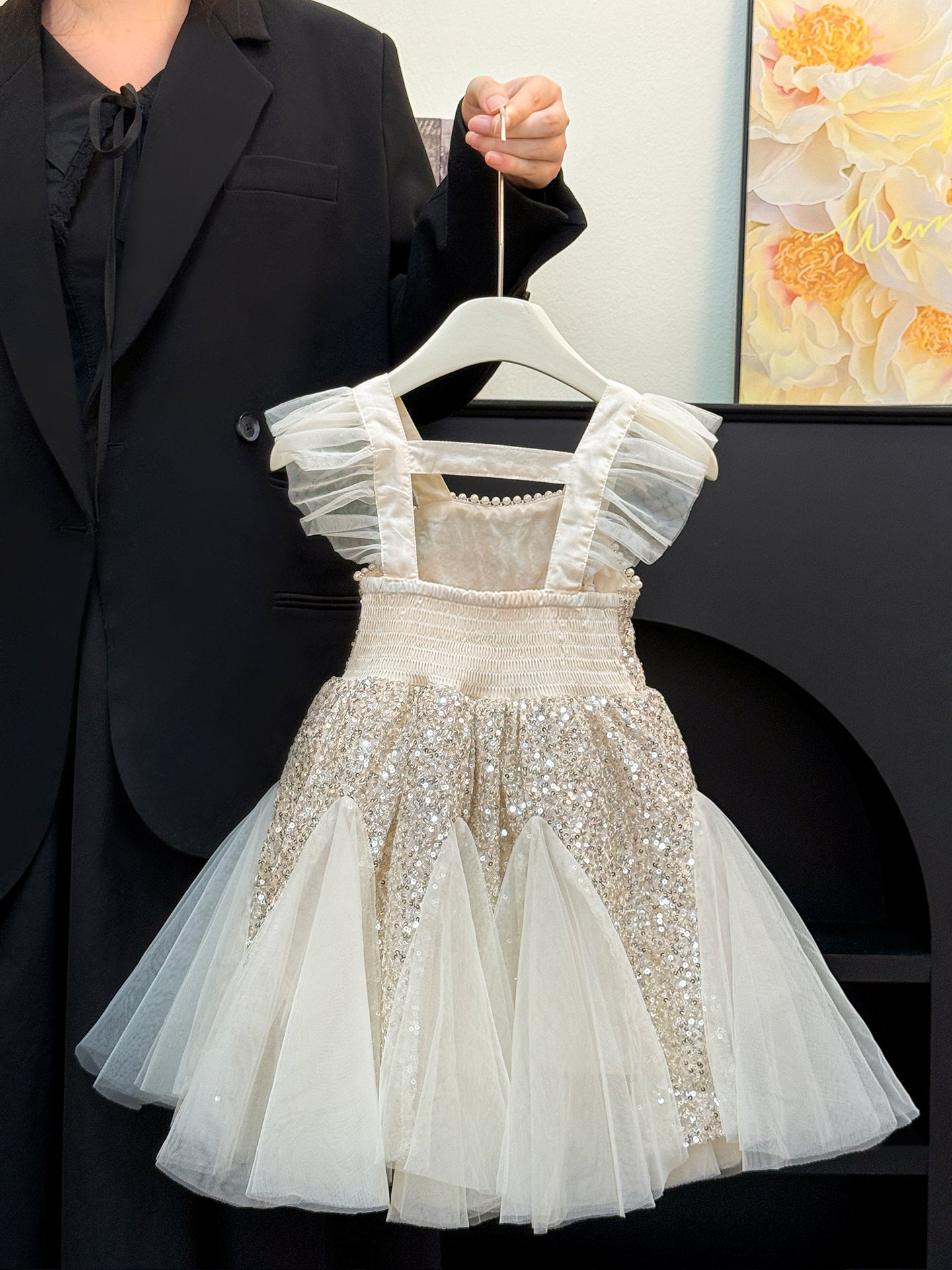 Girl's Champagne Princess Yarn Dress