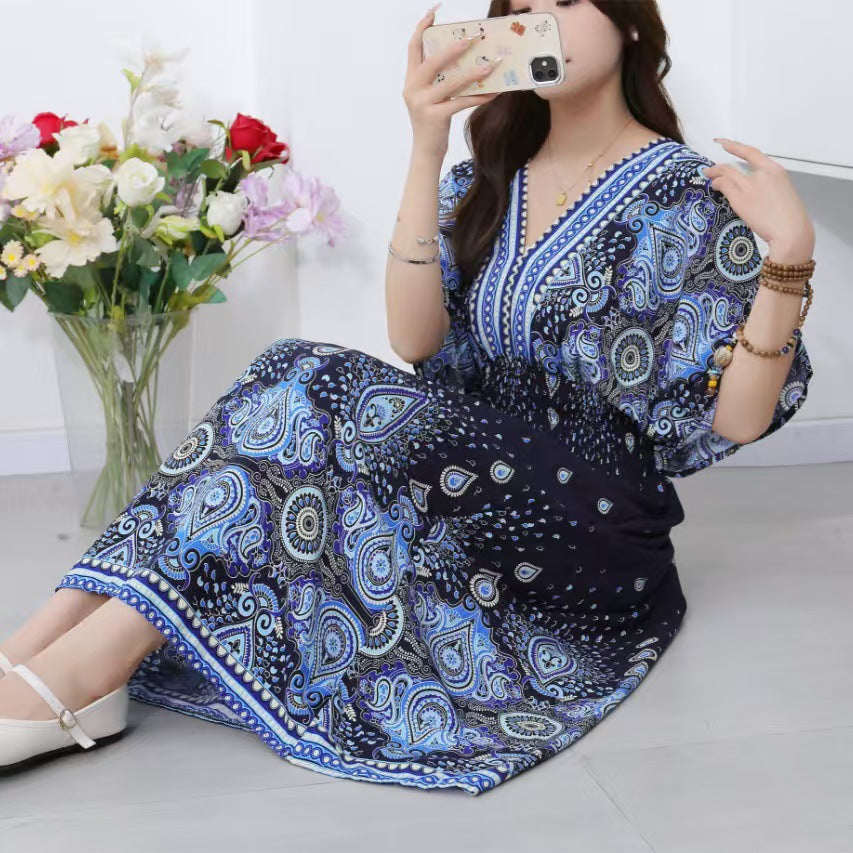 V-neck beach vacation dress