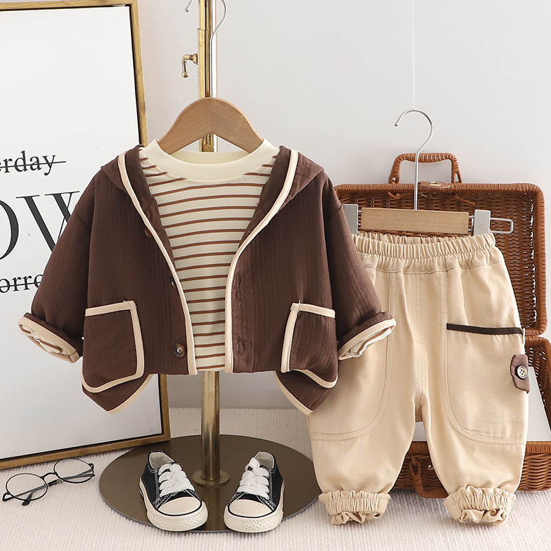 Boys' Hooded Three-Piece Cotton Outfit
