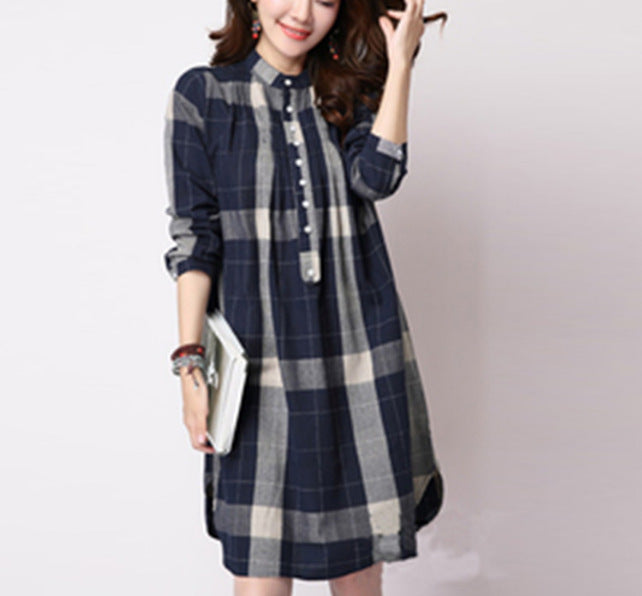 Checked cotton and linen shirt