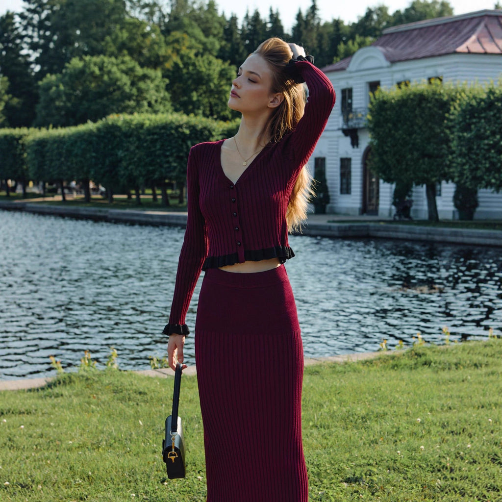 Knitted Top and Skirt Set