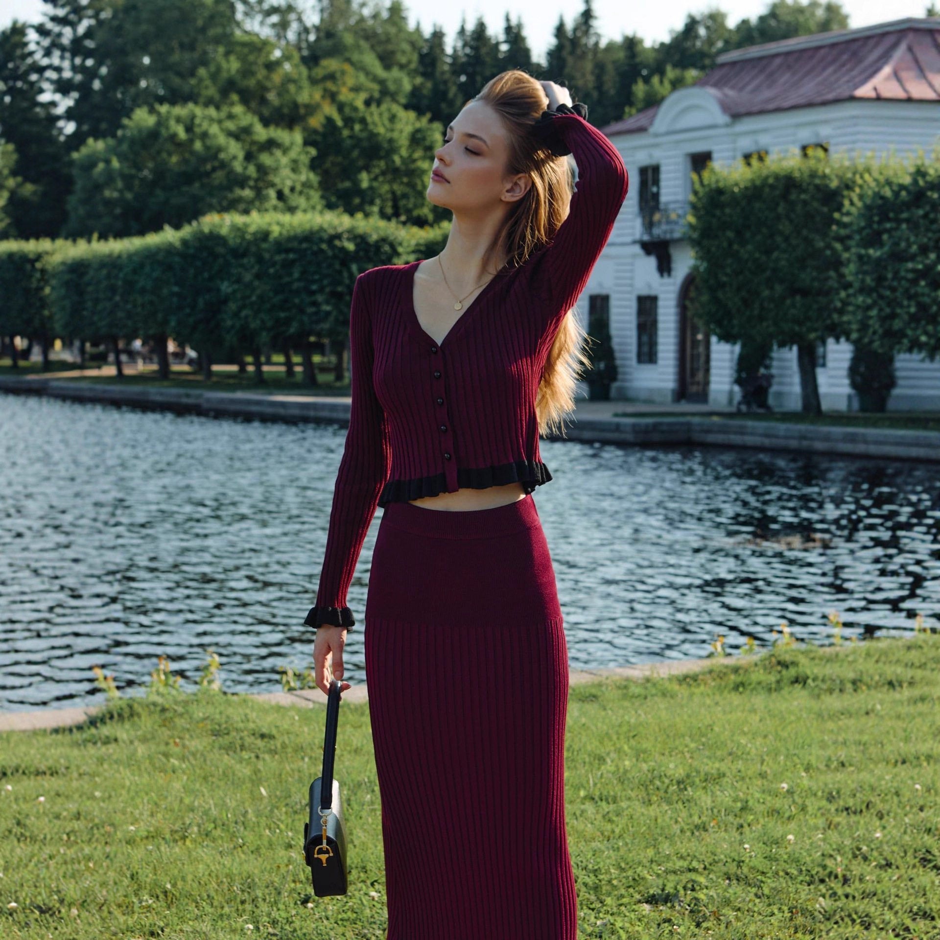 Knitted Top and Skirt Set
