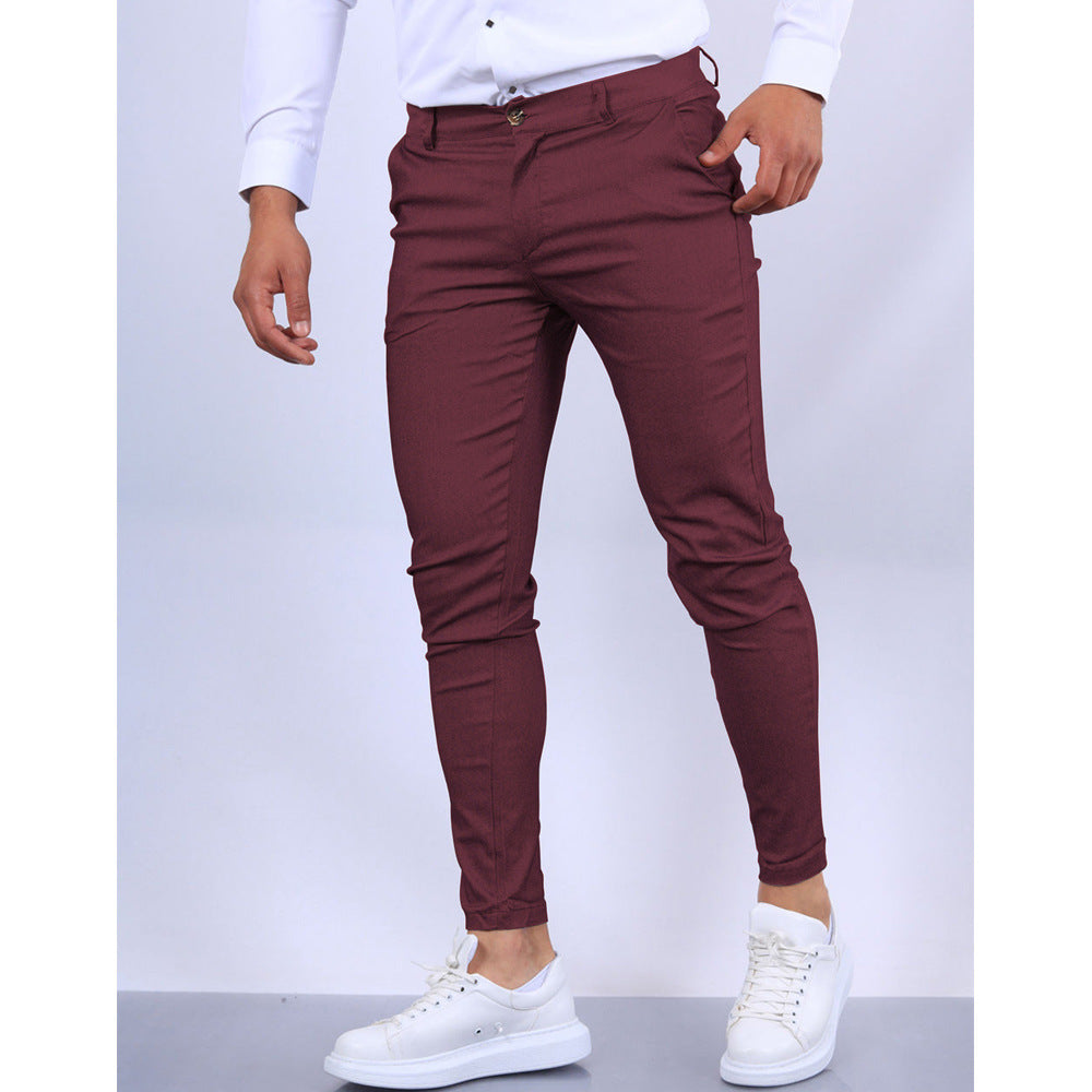 Men's Solid Color Texture Casual Trousers