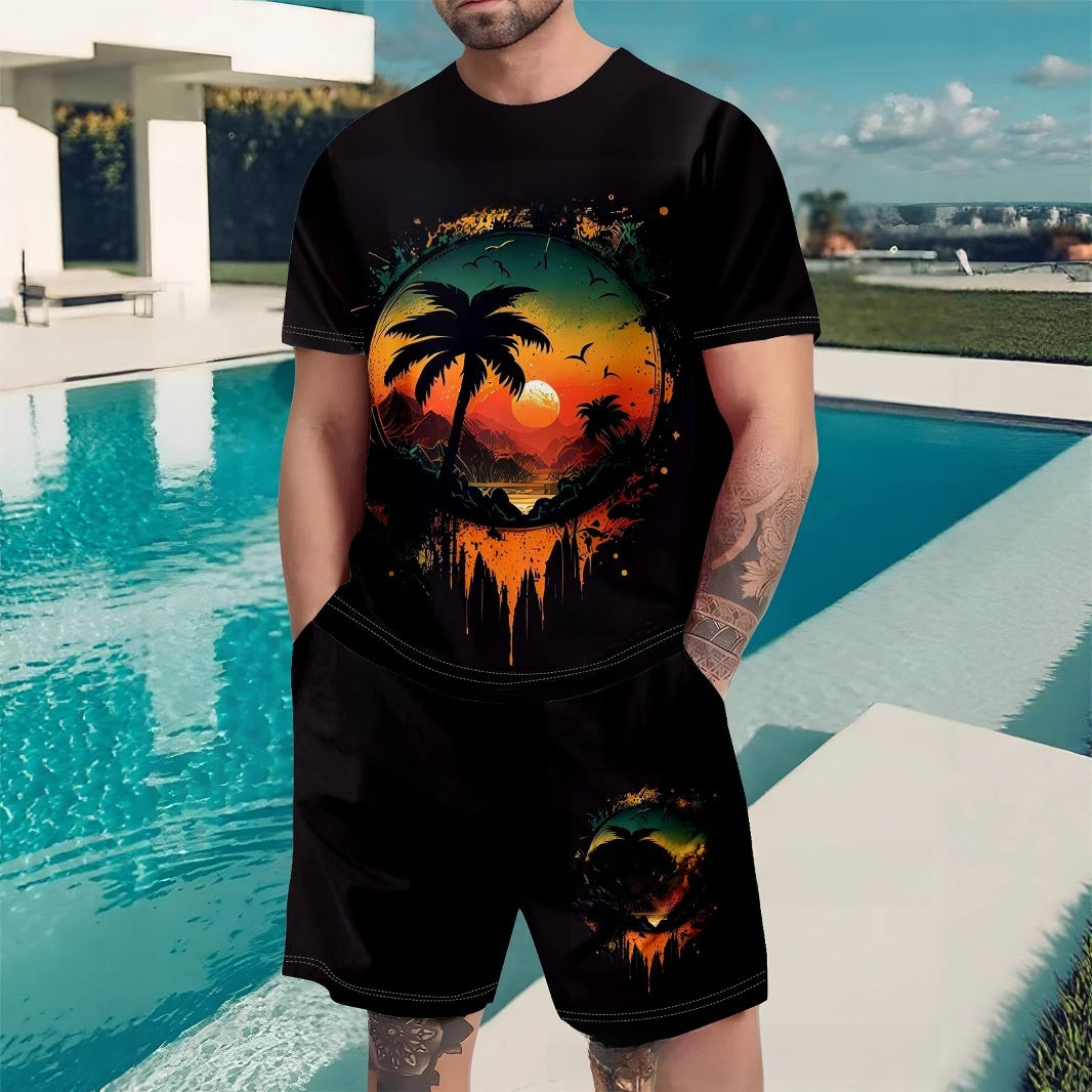 Printed shorts and short sleeves