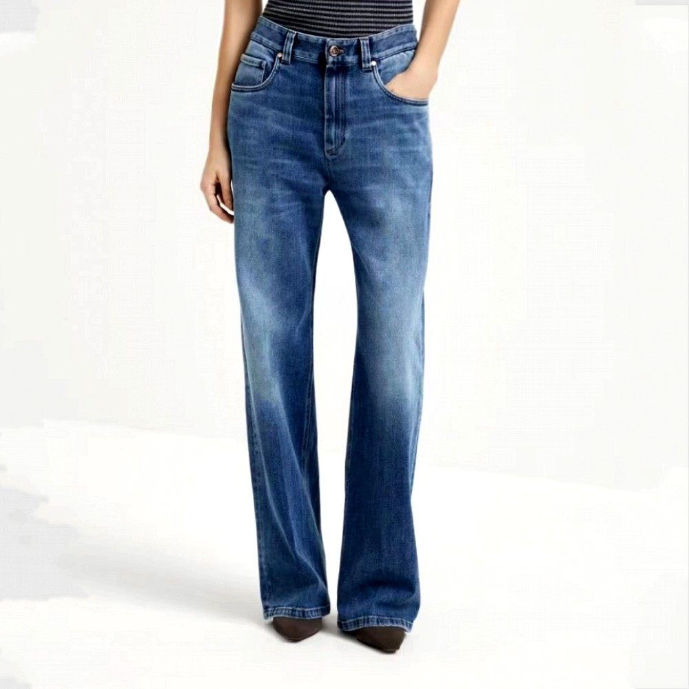 Vintage High-Waisted Flared Denim Trousers for Women