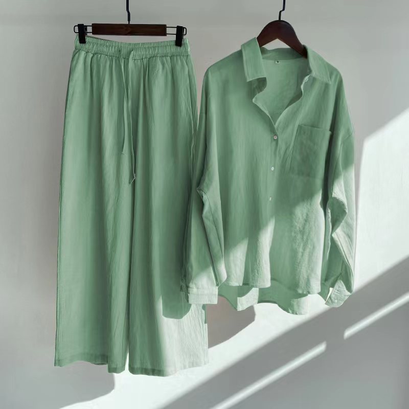 Women's Cotton Linen Shirt and Pants Set