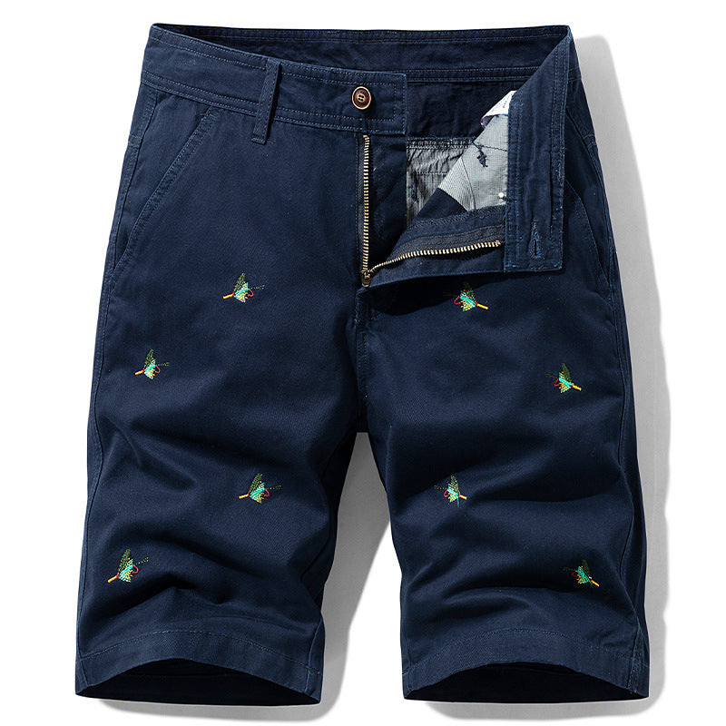 Men's Cotton Embroidered Casual Shorts