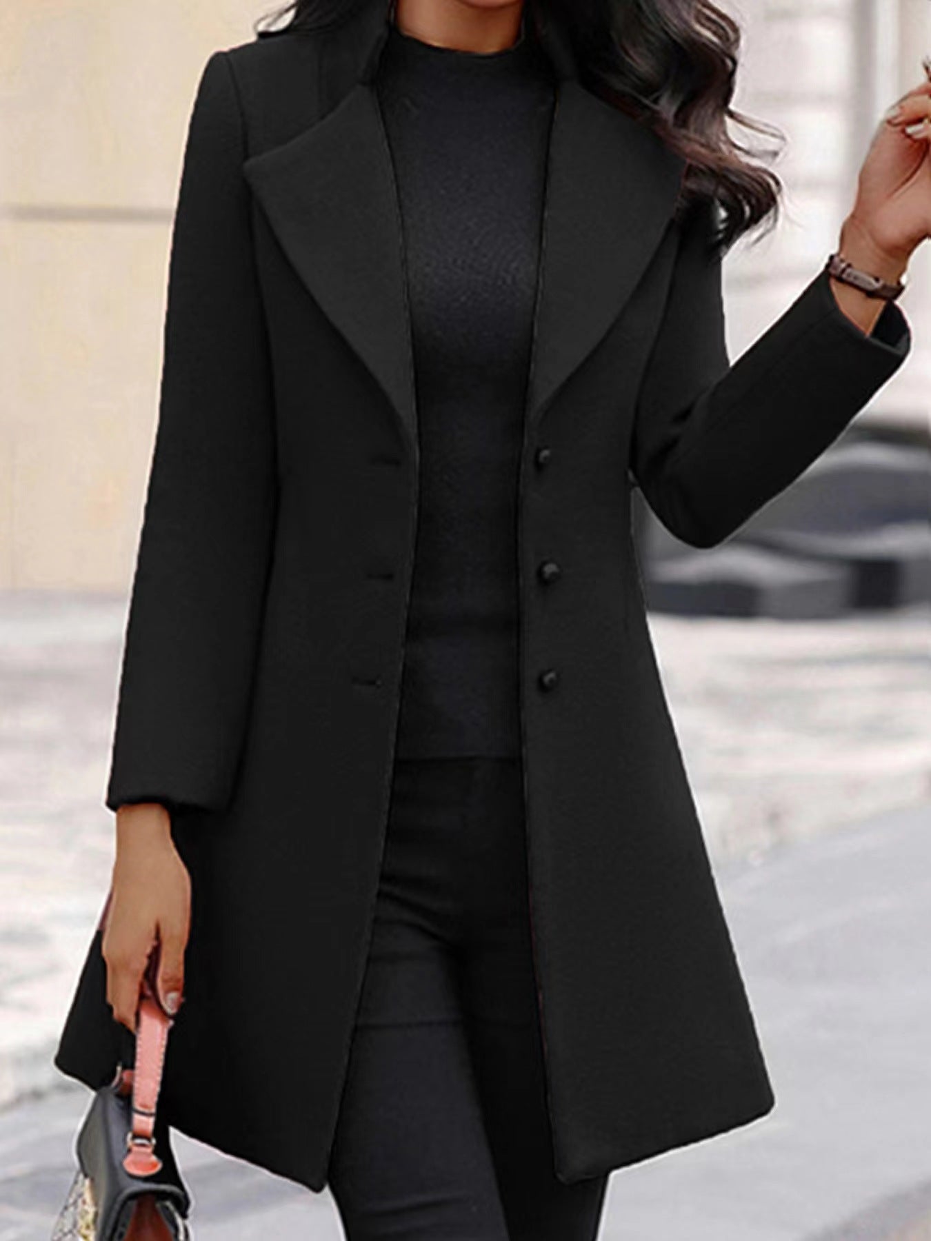 Women's Slim Fit Mid-Length Wool Coat