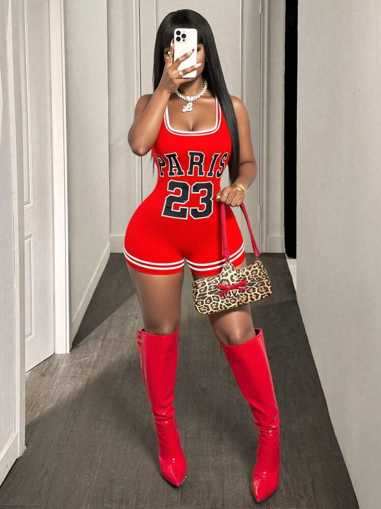 Women's Slim Printed Sleeveless Jumpsuit