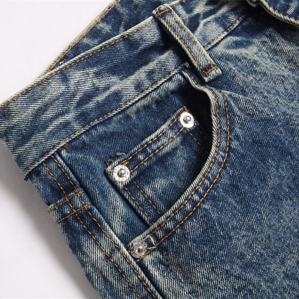 Letter-stitched denim jeans