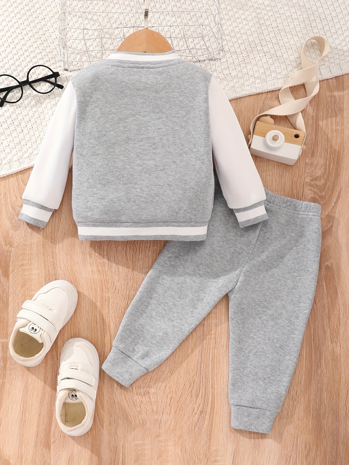 Boys' Letter Embroidered Baseball Suit Set