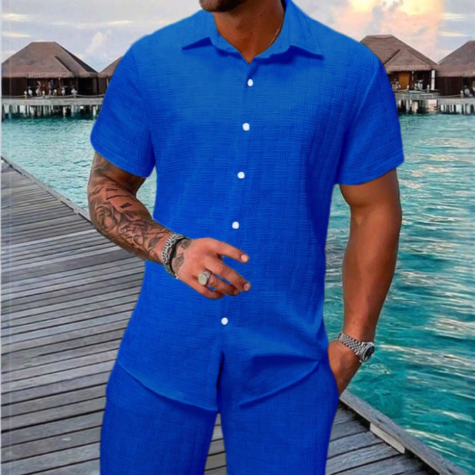 Men's vacation casual shirt and shorts set