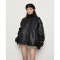 Loose, gender-neutral, warm padded jacket with zipper