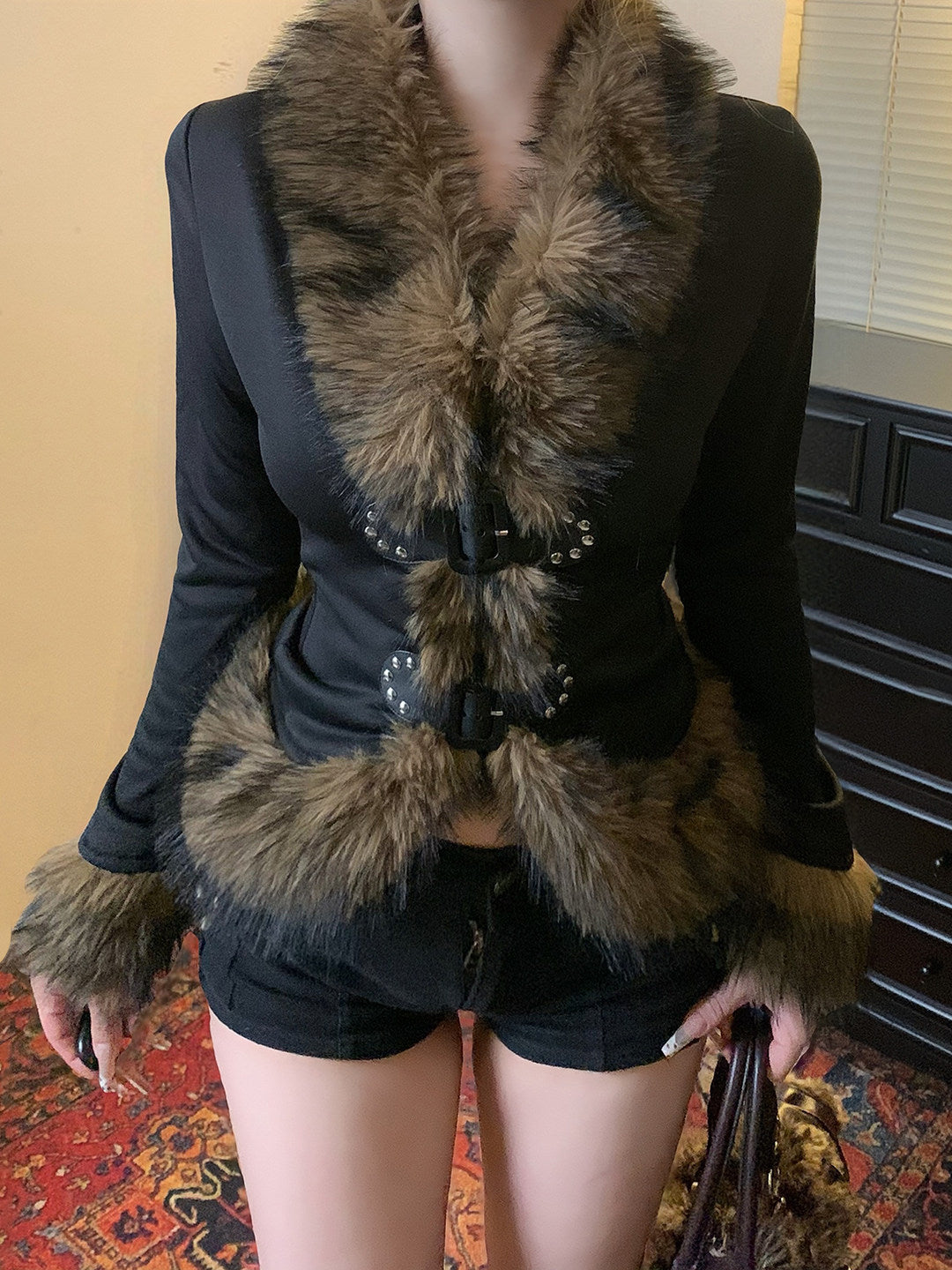 Fur Collar Patchwork Jacket