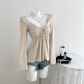 V-neck long-sleeve elegant T-shirt