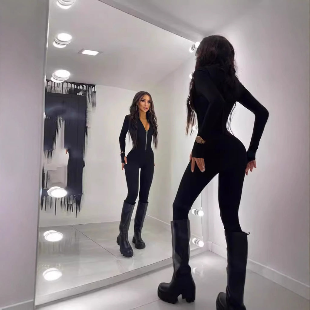Design High Neck Long Sleeve Jumpsuit