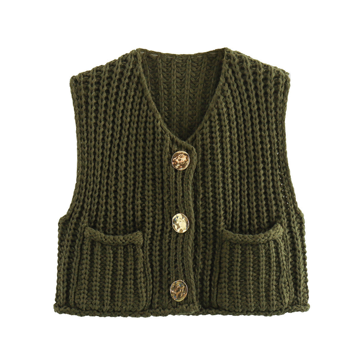 Short sleeve knitted cardigan without sleeves