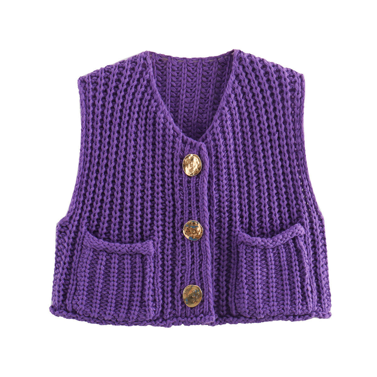 Short sleeve knitted cardigan without sleeves