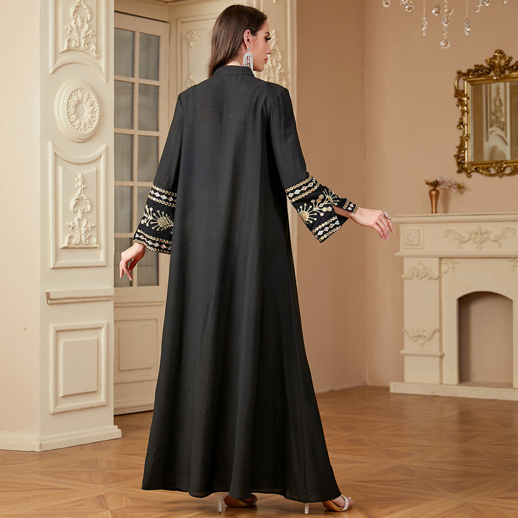 Muslim embroidery patchwork long dress