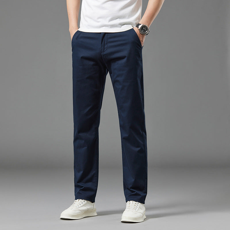 Men's Straight-Leg Cotton Casual Trousers for Summer