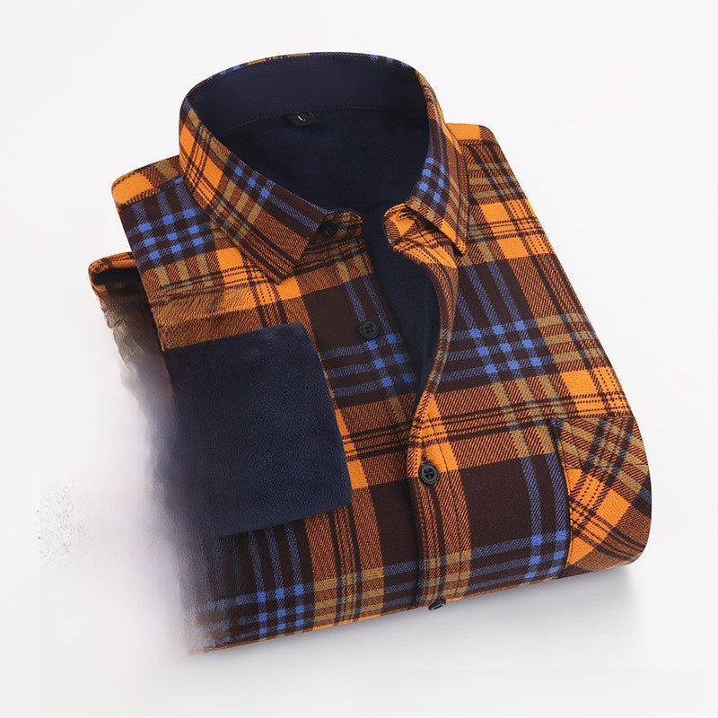 Men's Fleece-Lined Flannel Plaid Shirt