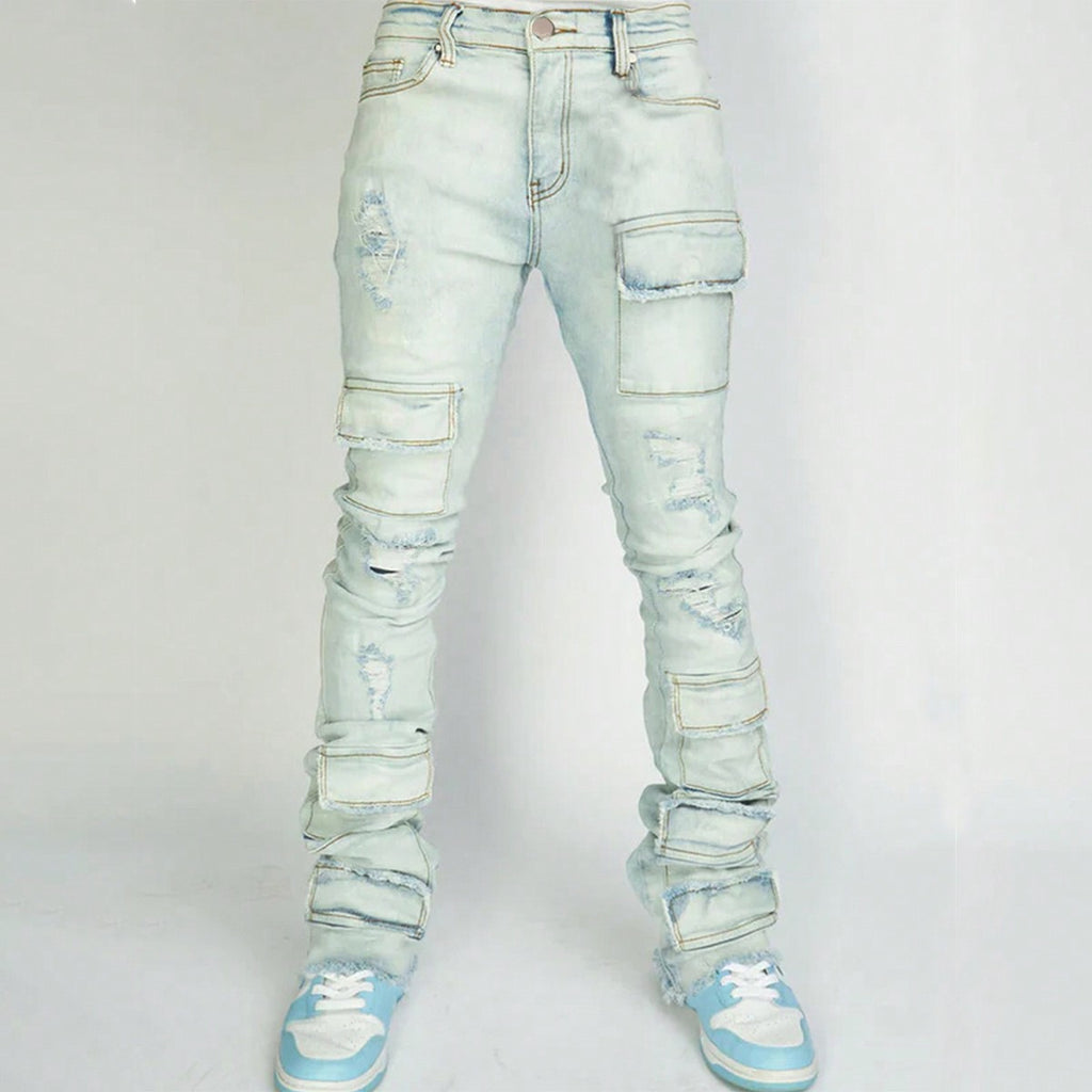 Straight-fit stretch denim jeans