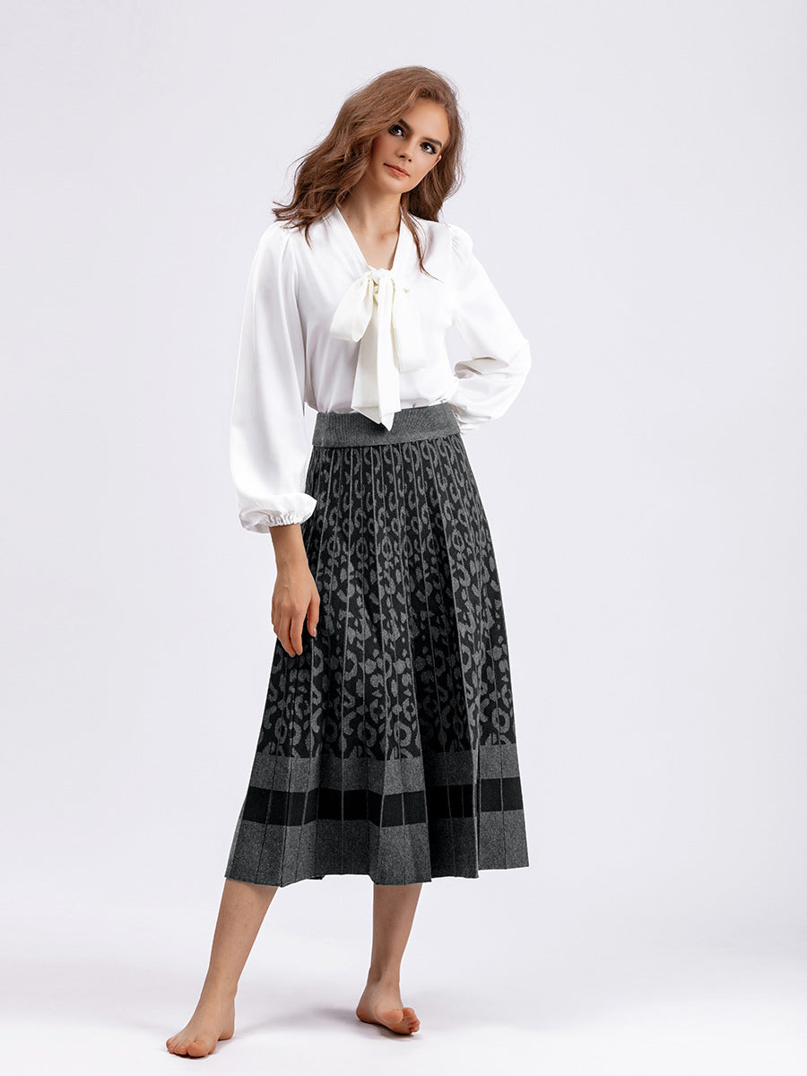 Women's A-Line Pleated Knitted Skirt