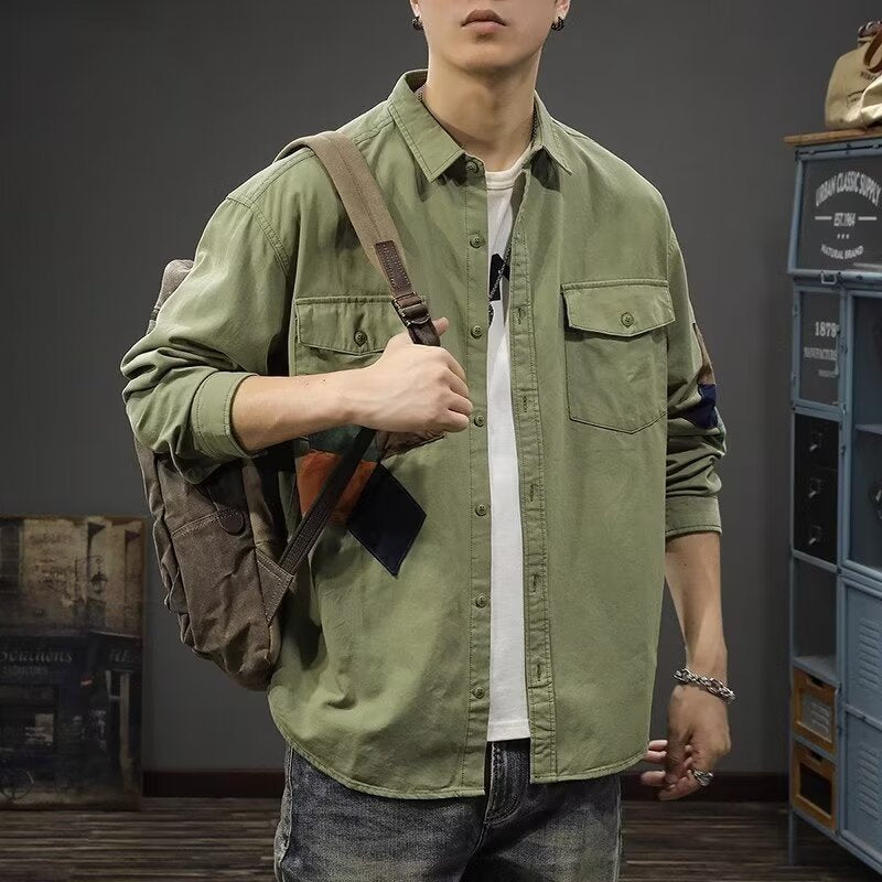 Men's Long Sleeve Linen Work Shirt