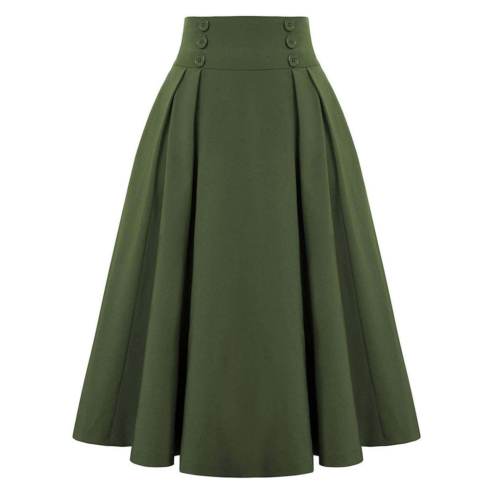 Retro high-waisted pleated long dress