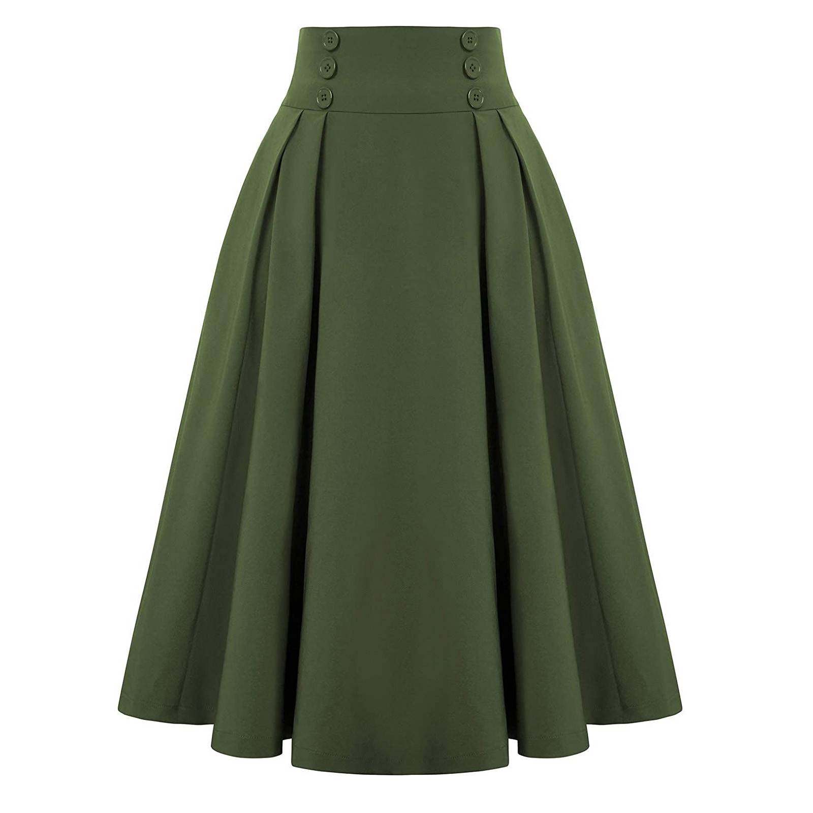 Retro high-waisted pleated long dress
