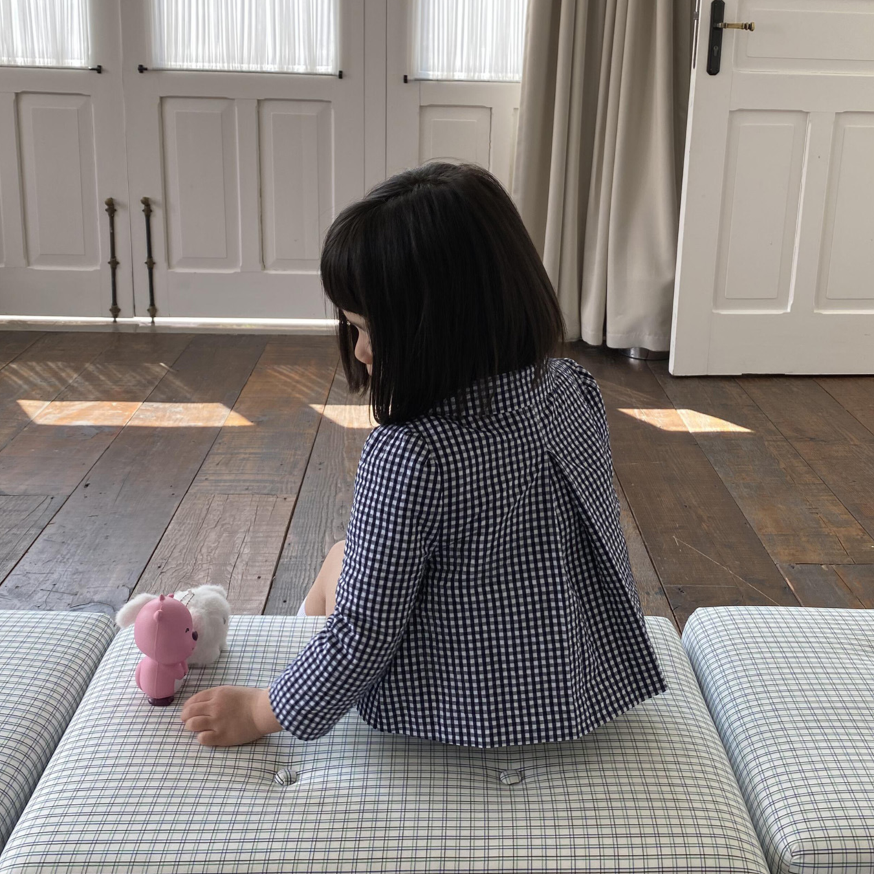 Check-patterned children's clothing - Set top and shorts