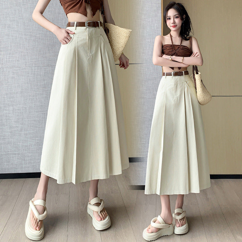 Denim Pleated Skirt