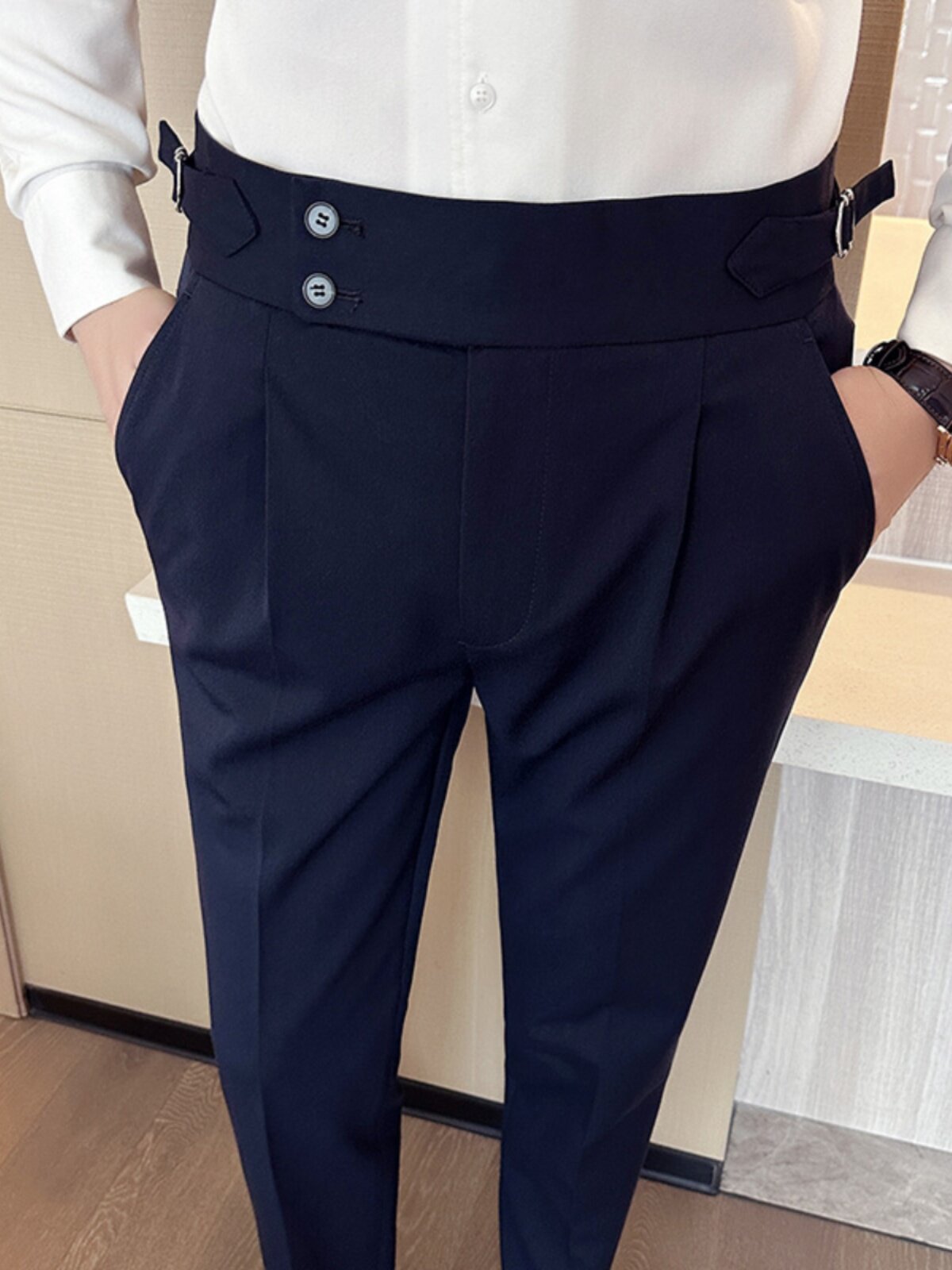 High-waisted slimming trousers