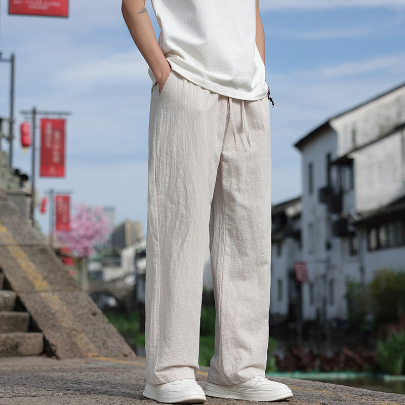 Men's Linen Casual Straight Trousers