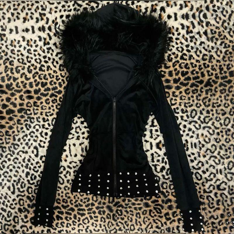Hooded Diamond Jacket with Zipper