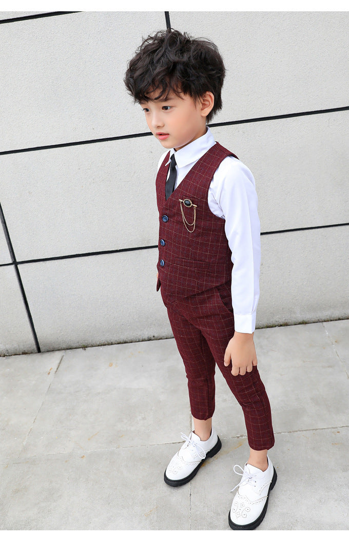 Boys' Plaid Vest Two-Piece