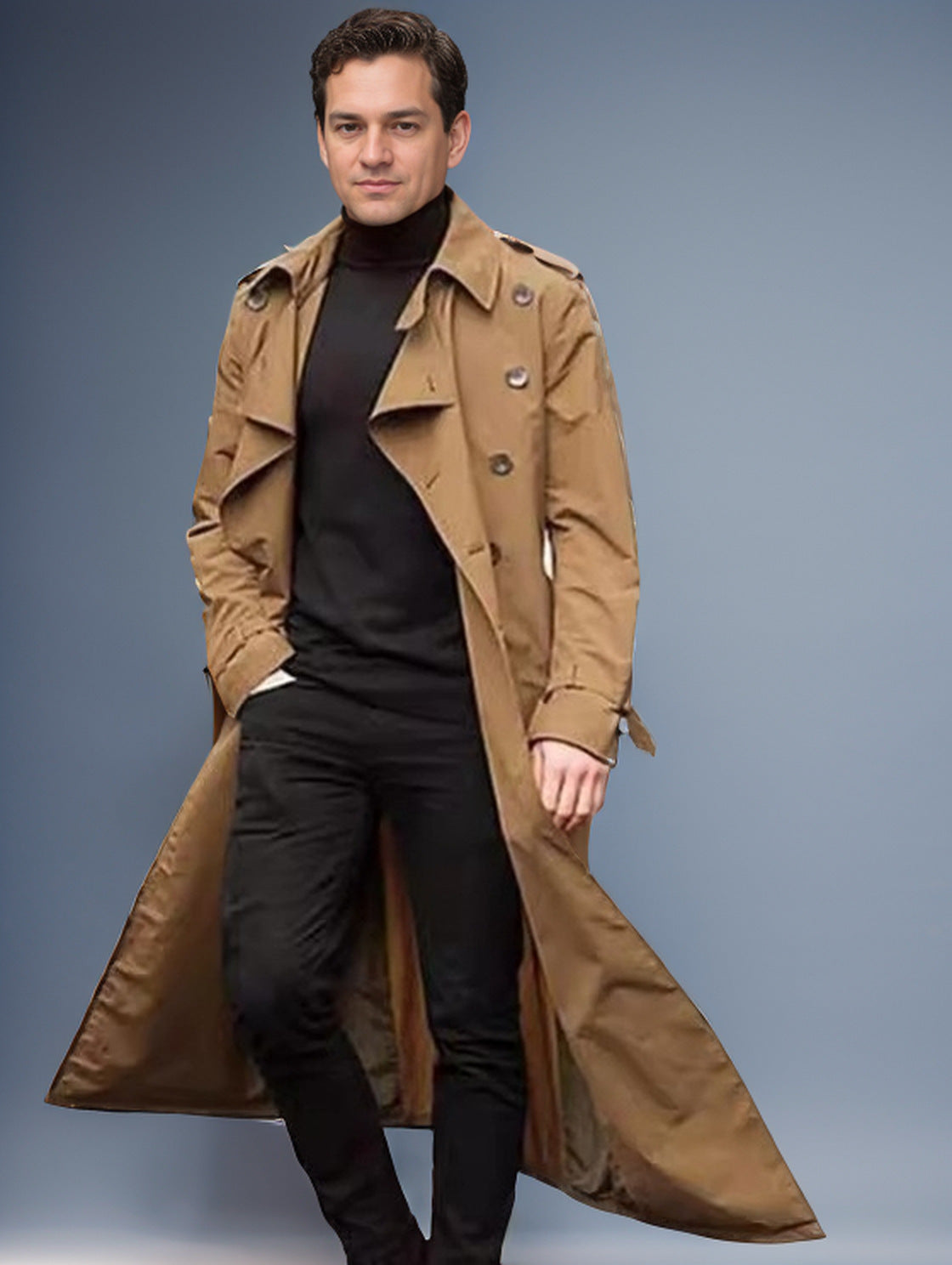 Extra Long Windbreaker Fashion Casual Men's Jacket
