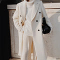 Two-color long-sleeved woolen coat